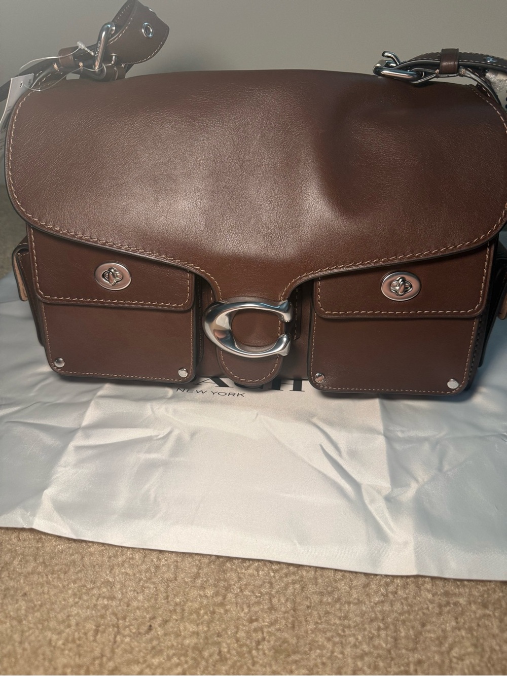 Coach Brown Leather Shoulder Bag with Silver Hardware - Picture 7 of 9